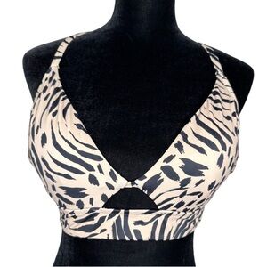 SHADE & SHORE Animal Print Long Line Cut Out Bikini Top | 36C | New With Tags